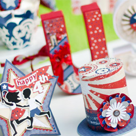 Enjoy a spectacular summer full of family reunions, barbeques and parades!  Go all out with the glitz, glitter and bling with lots of pomp this July.  For crafters, Fourth of July is the "Christmas" of Summer with its bold colors, sparkle and pop.  Get into the holiday magic with five projects, each brimming with festivity.