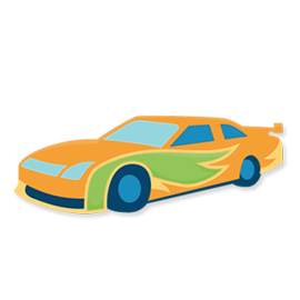 Put the rubber to the pavement with this speedy racecar!  Perfect for projects for your racing fan or car buff!  Create a birthday card or birthday decorations.  Create a quick Father's Day card, or scrapbook photos from your trip to the raceway!  