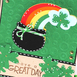Who doesn't want a bit of the Irish luck? I, for one, love St. Patrick's Day! Love the whole pot of gold at the end of the rainbow thing. When this set was released I wanted to make a card and here is what I came up with! SVG Collection Used, Charm and Chance