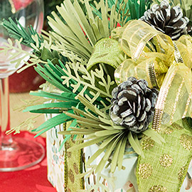 Wintergreen Gift Box Bouquet Centerpiece by Chantel Schroeder